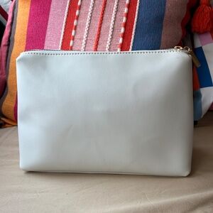 STAUD White Ivory Cream Smooth Leather Clutch Pouch Bag Cosmetic Bag Dopp kit